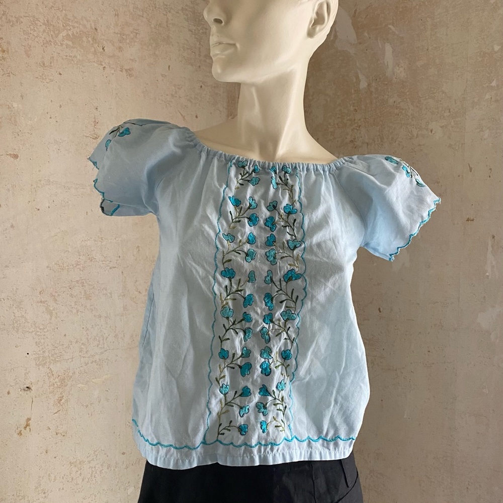 Vintage 70s Mexico Embroidered Top - Picture 4 of 7